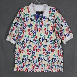 Vintage TPC Sawgrass Shirt Mens Large Artsy Abstract All Over 90s Greg Norman